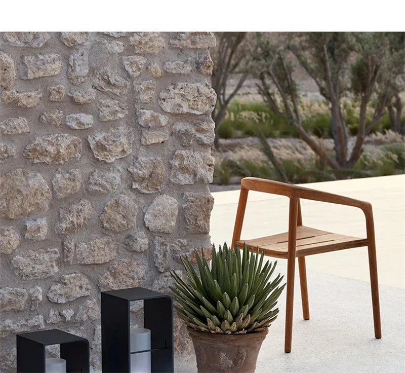 Leisure Solid Wood Outdoor Table Chair Garden Furniture Sets Patio Modern Balcony Three-piece Set Design Creative Home Armchair