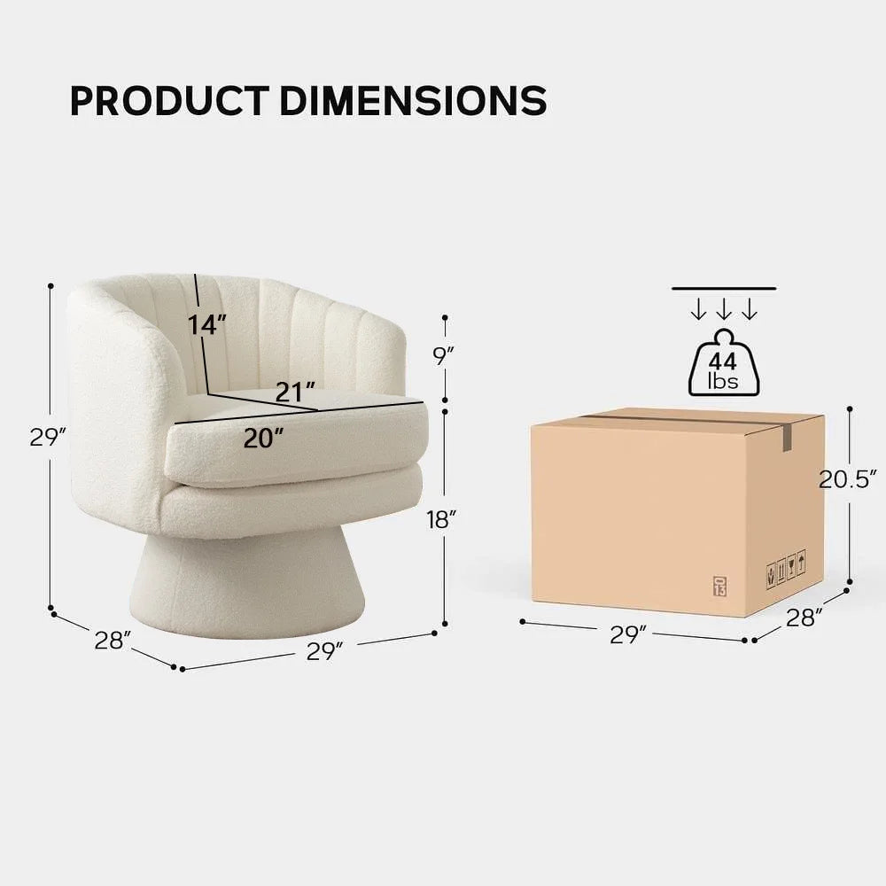 Swivel Accent Chair with Armrest, Modern 360 Degree Swivel Barrel Chair with Curve Back for Living Room,Bedroom,Waiting Room