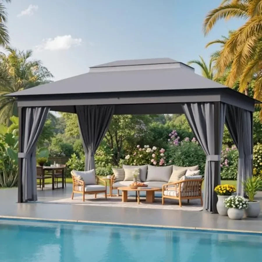 11x11 Pop Up Gazebo with Netting, Canopy Tent, Gray
