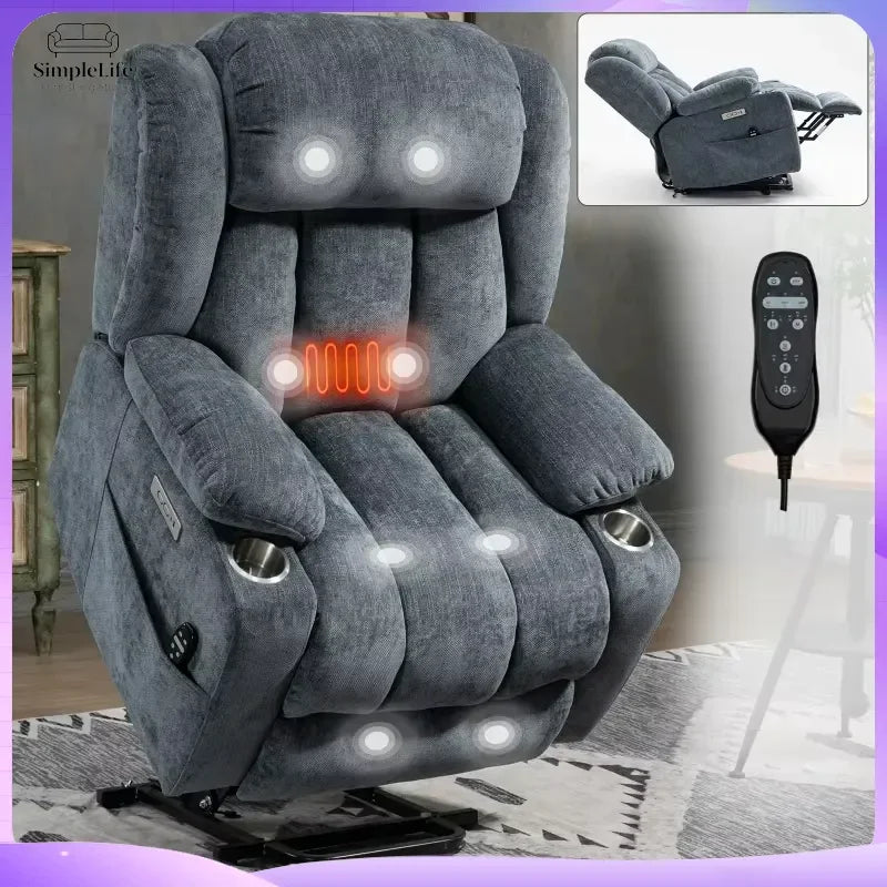 Modern Recliner Office Chair with USB Charging Port Swivel Base Massage Function Adjustable Lumbar Support Ergonomic