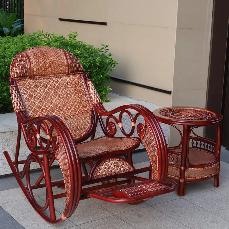 Leisure Lazy Rocking Chair Pastoral Rattan Natural Rattan Homestay Rocking Chair
