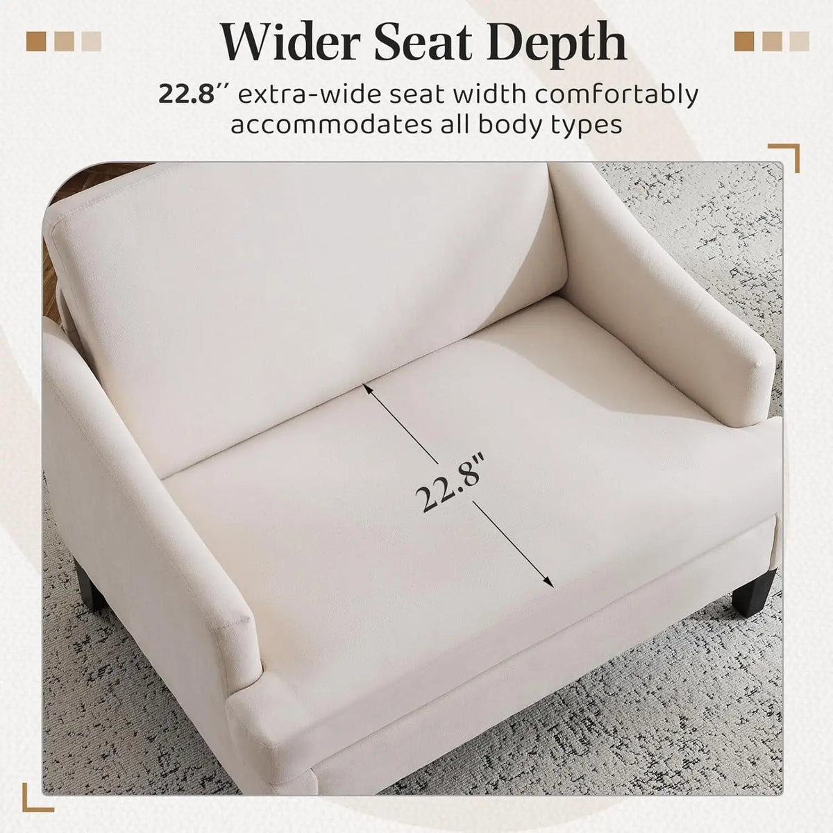 41'' Upholstered Oversized Accent Chairs Set of 2, Beige | Wide Seat Comfy Armchair with 2 Pillows, Upholstered Big, Customized