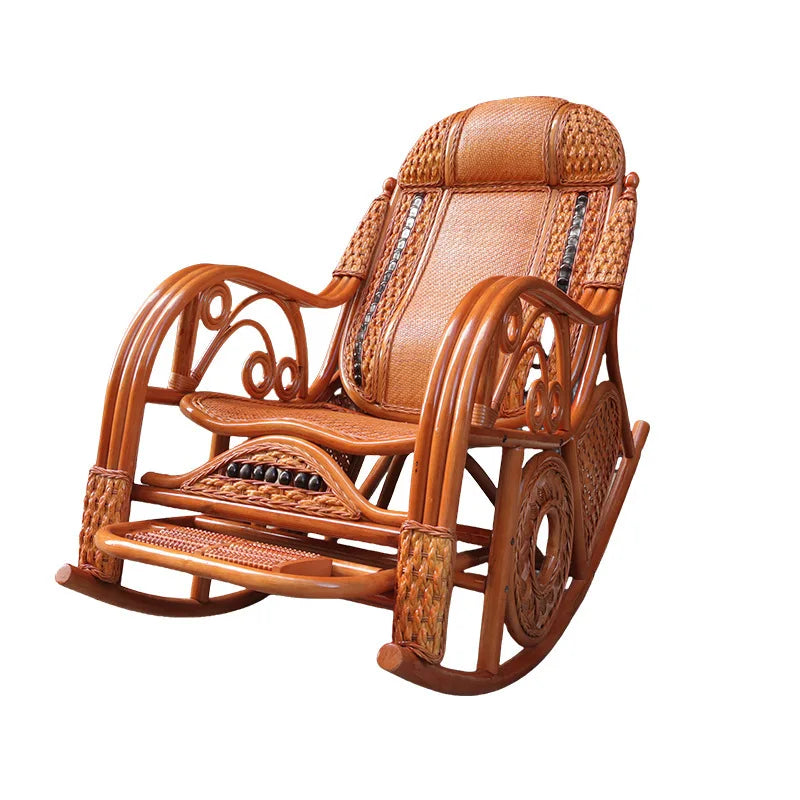 Natural rattan rocking chair sofa recliner lazy adult elderly chair living room