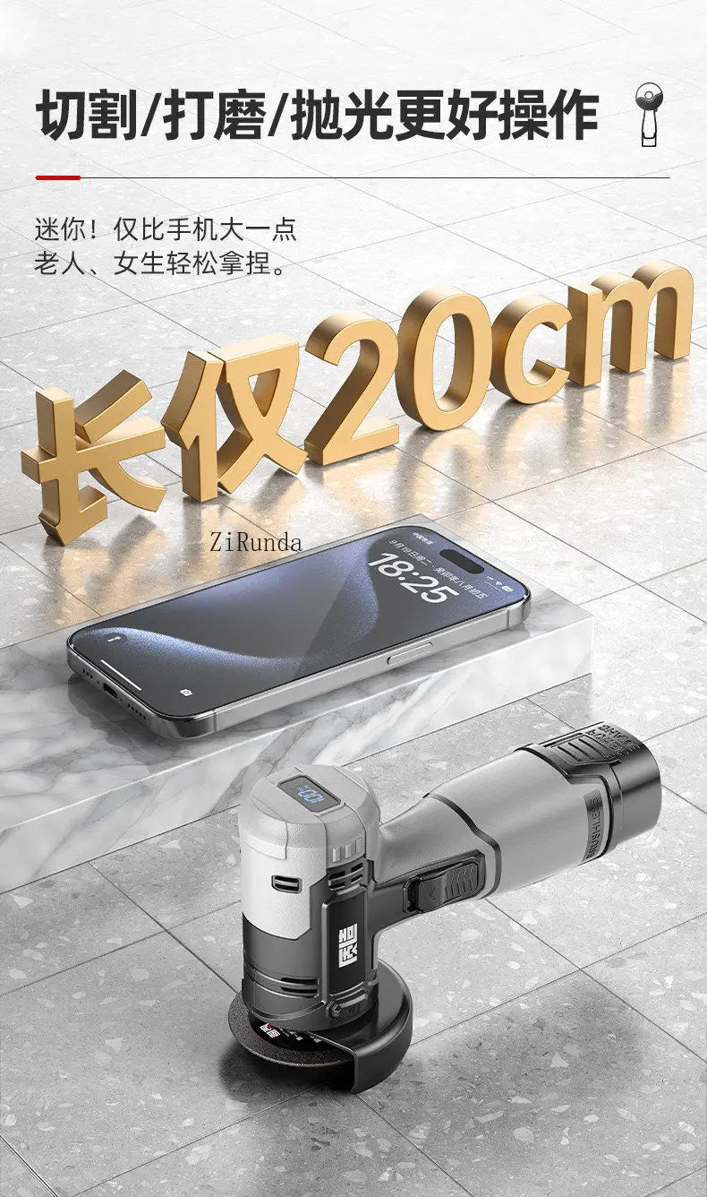 Mini angle grinder, genuine polishing machine, hand grinder, lithium electric cutting machine, household handheld small