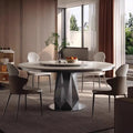 Modern rock slab simple spar dining table turntable small apartment Italian round dining table and chair combination household r