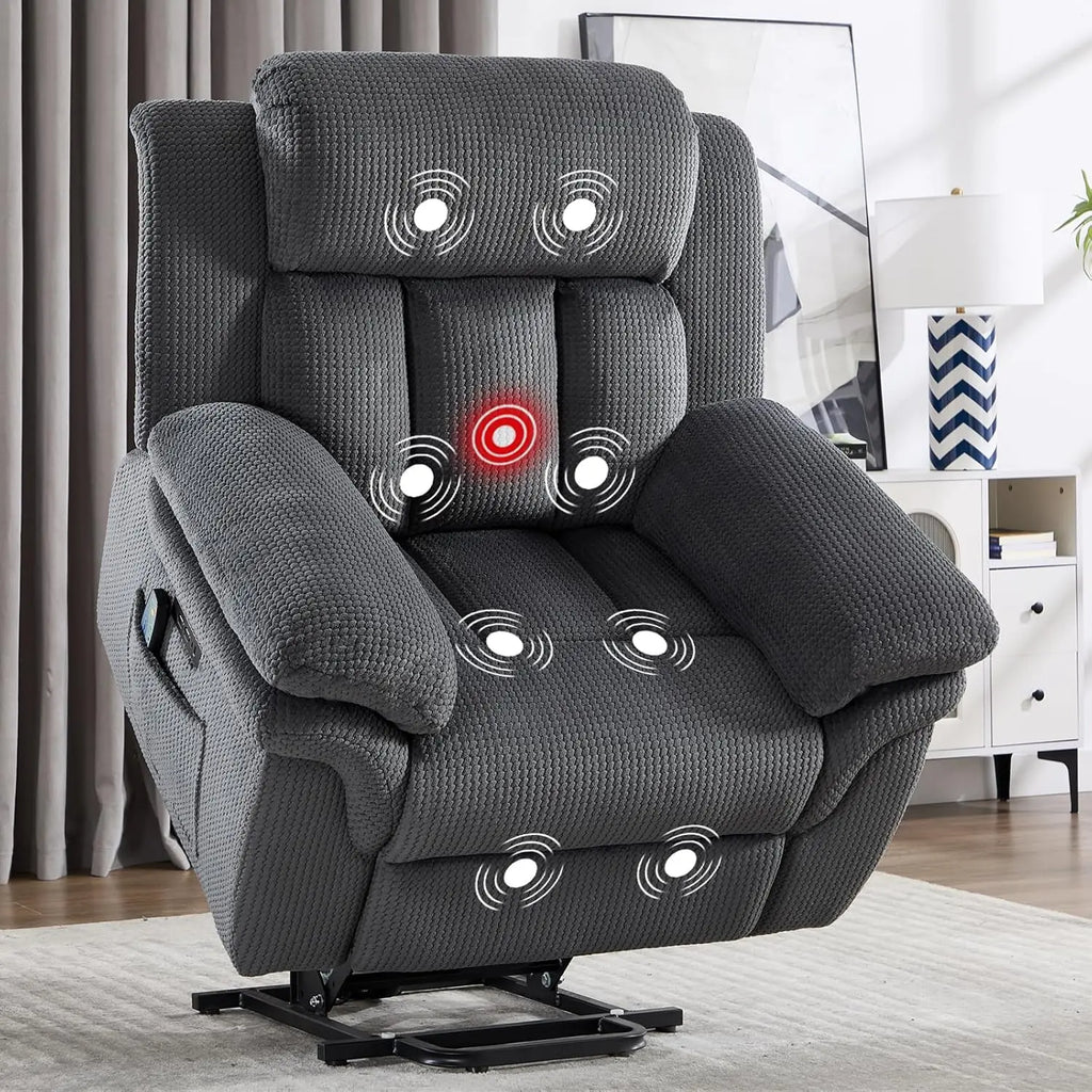 Massage Recliner Chair, Overstuffed Rocker Lazy Boy Chairs with Vibration&Gently Heat,Fabric Ergonomic Manual Nursery, Custom