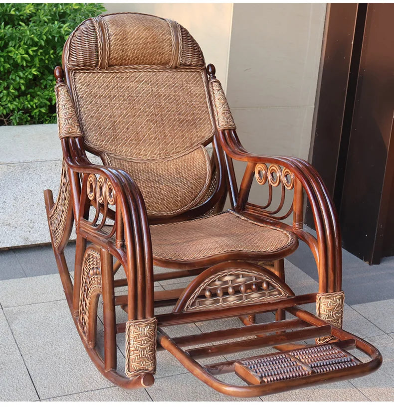 New Chinese rattan chair happy chair factory courtyard elderly rattan sofa