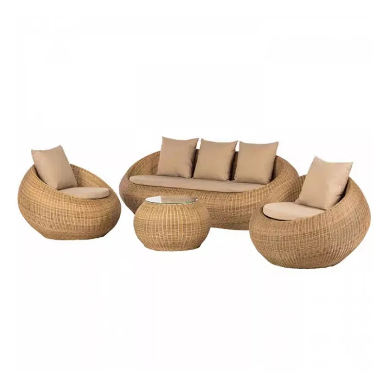 For Outdoor Sofa Villa Courtyard Bar Coffee Restaurant Leisure Furniture Waterproof Sunscreen Rattan Sofa
