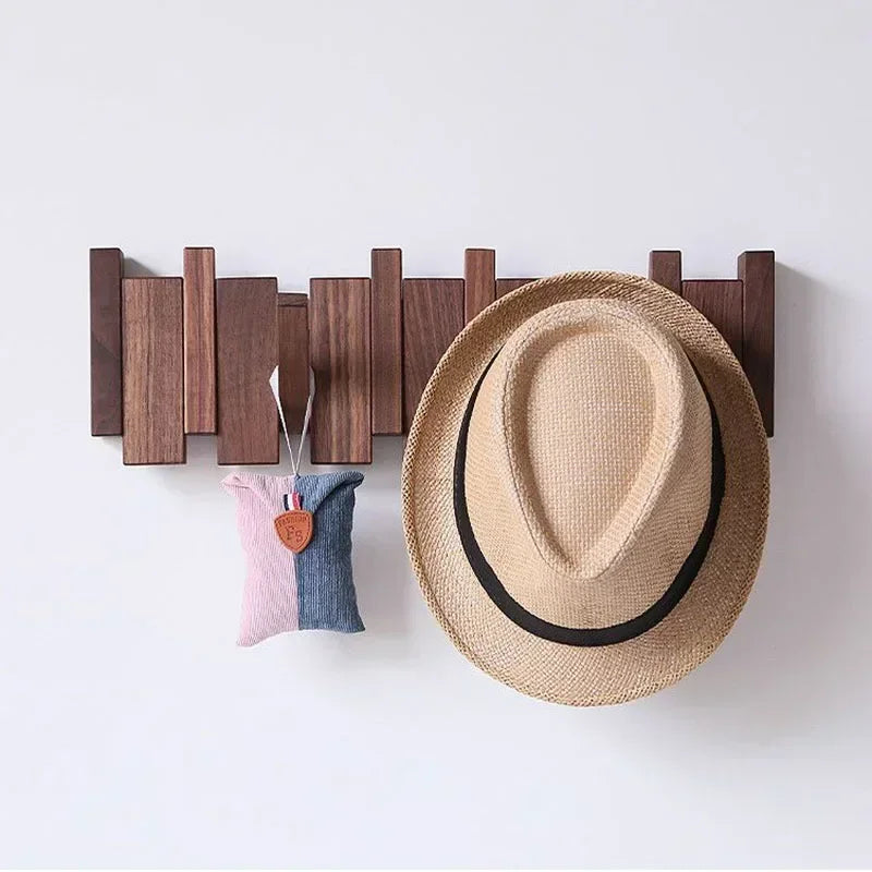Black Walnut Coat Rack Wall Mounted Solid Wood Clothes Hooks Hallway Entrance Door Hanger Home Decor Ds Furniture Perchero
