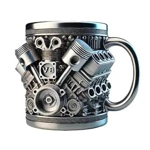 V8/V6 Engine Stainless Steel Cup 3D Piston Coffee Mug Barbecue Beer Stein Tea Cups Creative Mechanic Gifts For Car Lovers Men