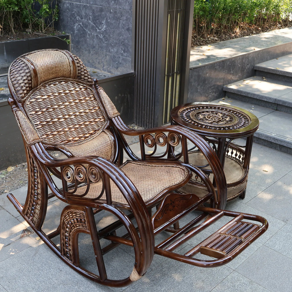 New Chinese rattan chair happy chair factory courtyard elderly rattan sofa