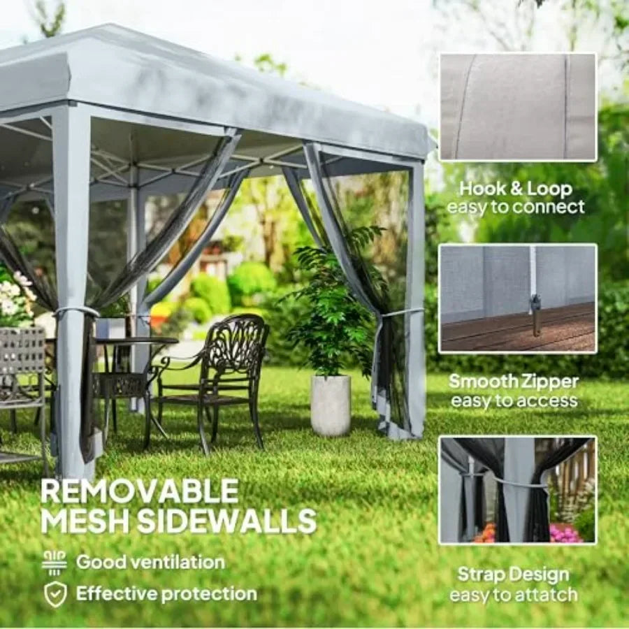 10' x 20' Pop Up  Tent with Netting Heavy Duty  Sun Shelter Large Tent for Outdoor Garden Patio with Carry Bag