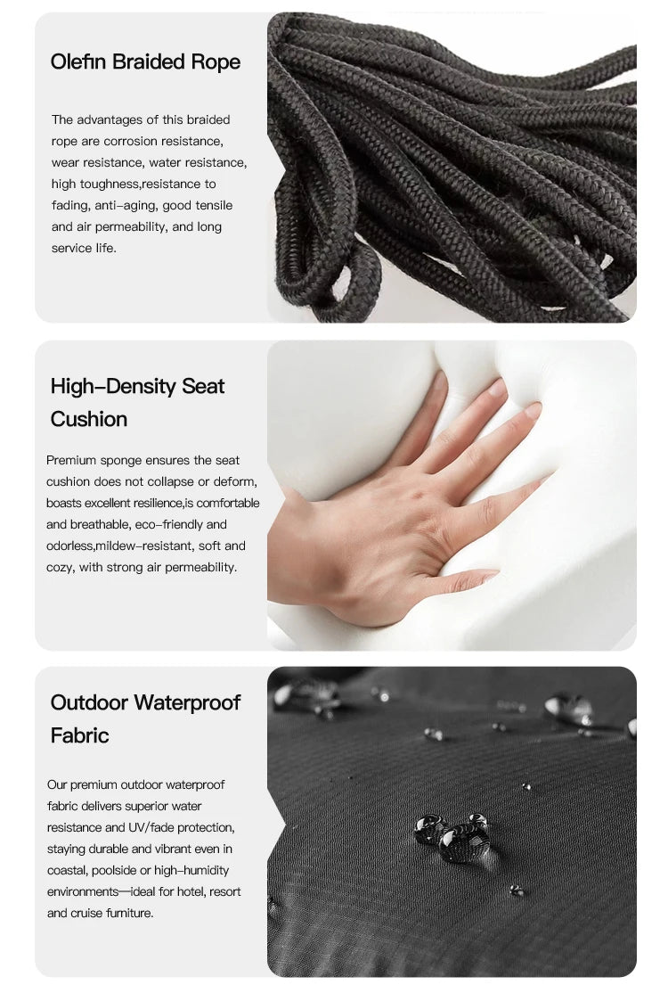 Modern Outdoor Furniture, Waterproof Weather Resistant, Rope Weaving Garden Sofa Set for Courtyard Hotel Patio Restaurant