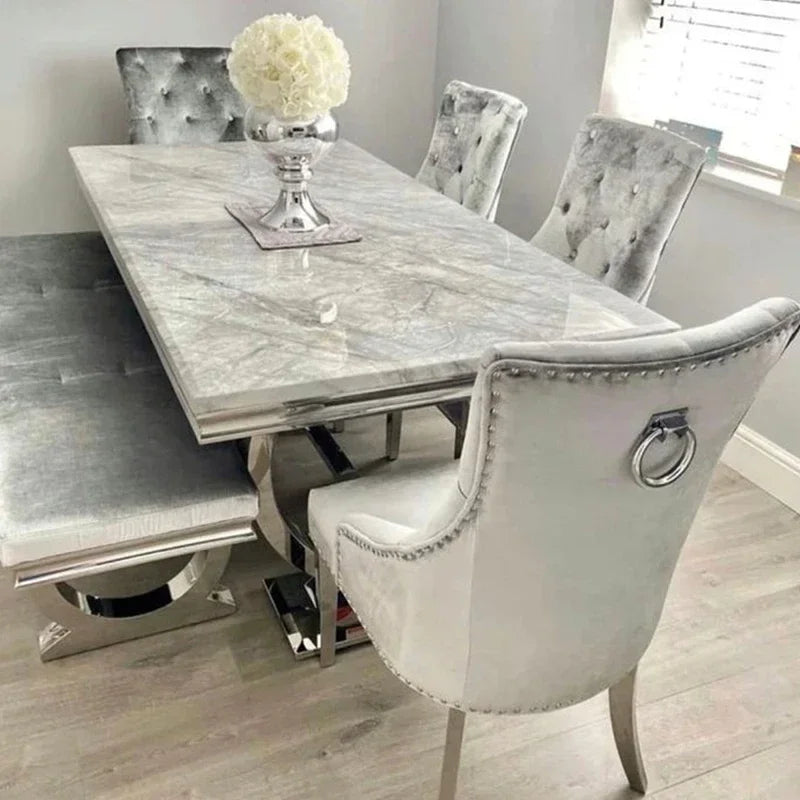 # Dining Room Furniture Restaurant Tables Dining Table Silver Dining Set With 4 Chairs #