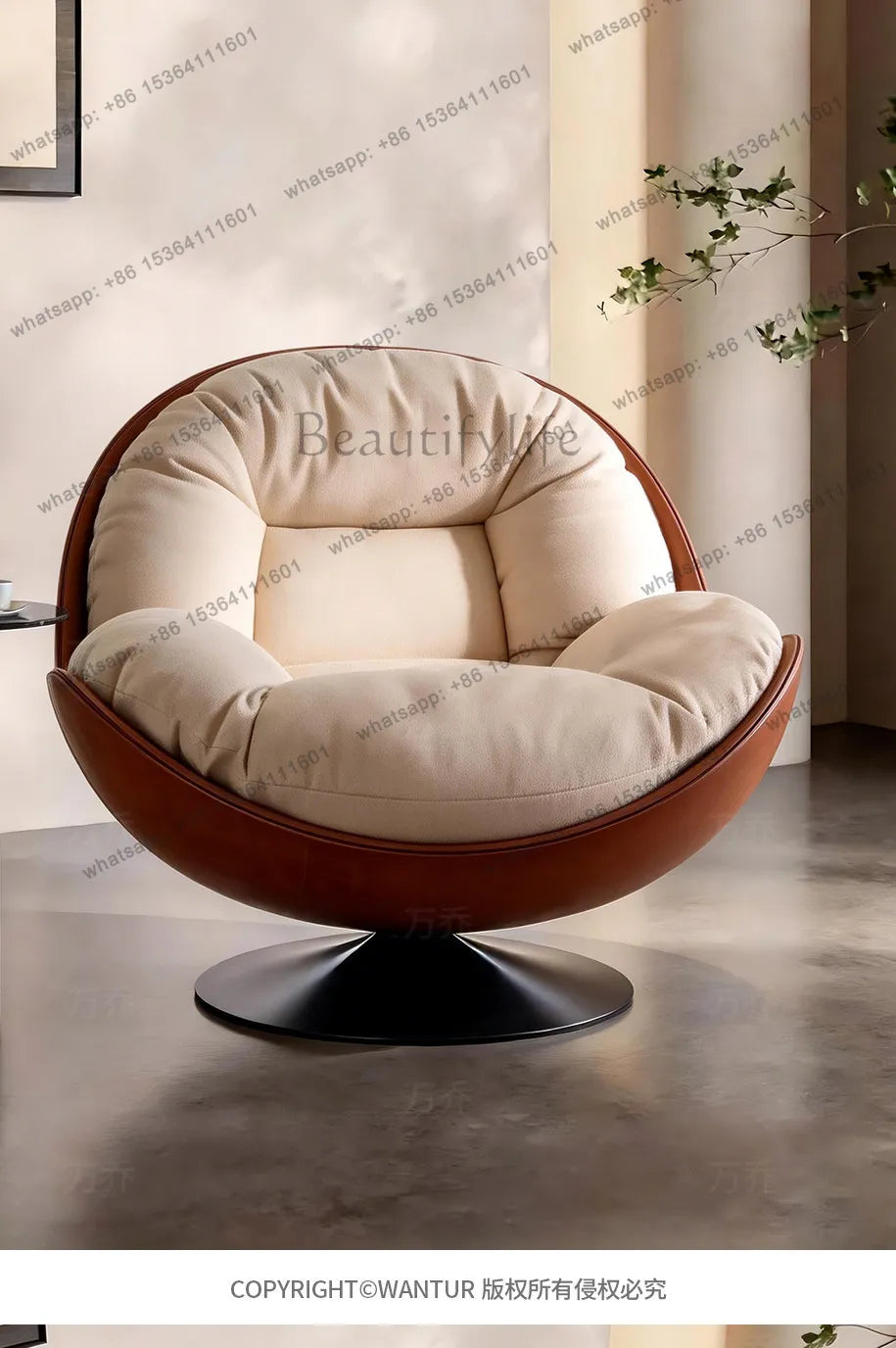 XX Light Luxury Modern Leisure Swivel Chair, Nordic Recliner Advanced Lazy