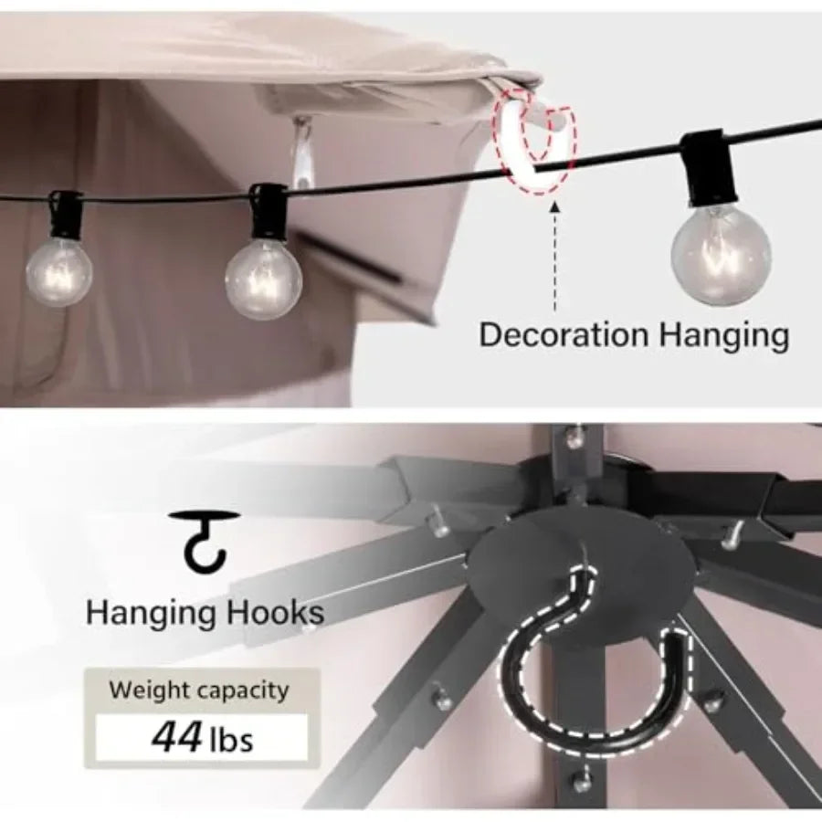 Outdoor Patio Gazebo Heavy Duty Party Tent Shelter with Double Roofs Mosquito Nettings and Privacy Sns for Backyard Events Part