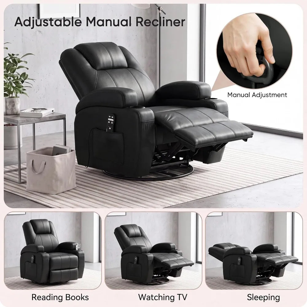 360° Swivel Rocker Recliner Chair,Massage Function,Comfy Single Sofa For Adults, Custom