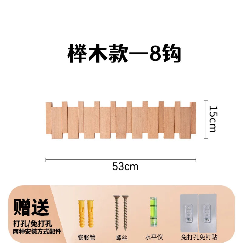 Wall Mounted Walnut Coat Rack Solid Wood Storage Rack Entry Porch Coat Rack Creative Piano Keys Home Decor