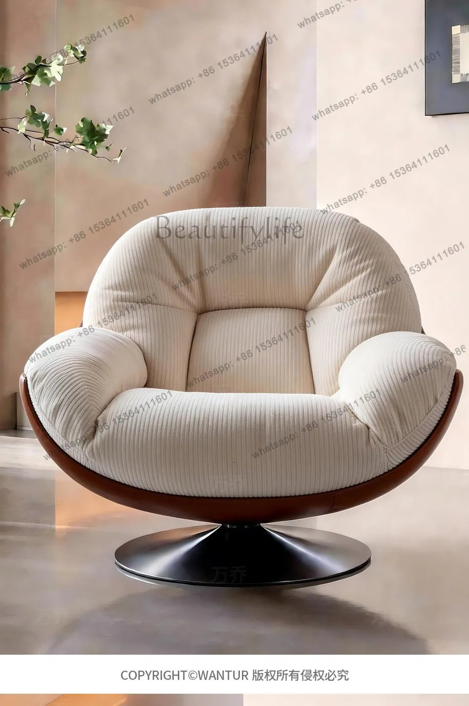 XX Medieval Sofa Chair Living Room Balcony Household Light Luxury High-end Nest Chair Fabric Single Rotation