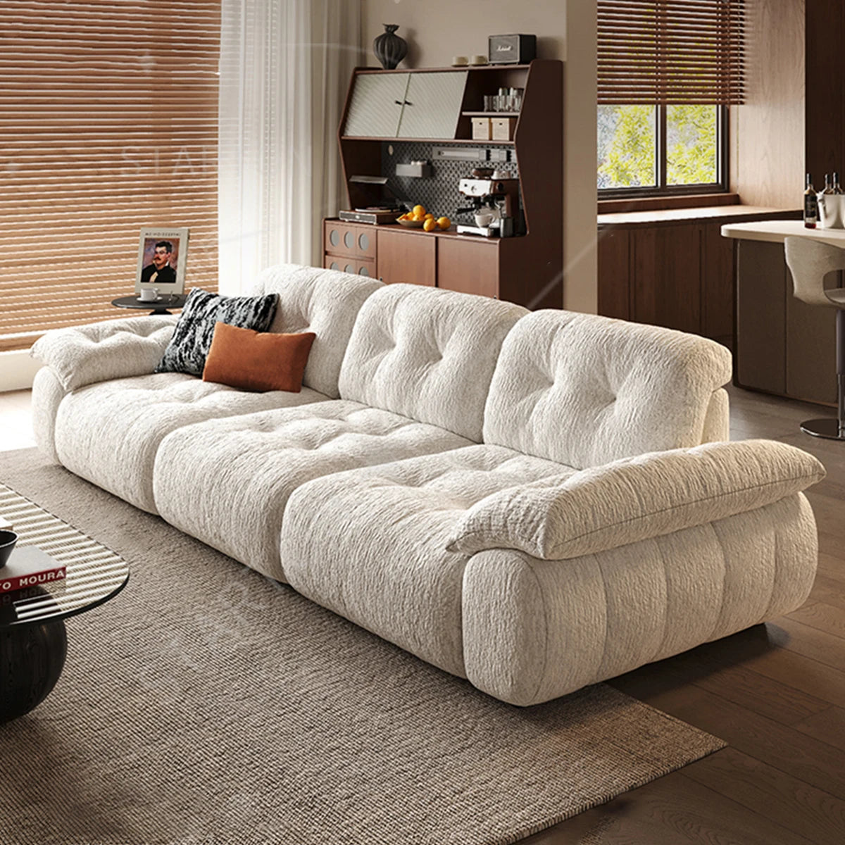 Popular Modern Living Room Sofa Latest Designer Velvet Fabric Cloud Sofa With Adjustable Back Soft Wide Seat Couches for Home