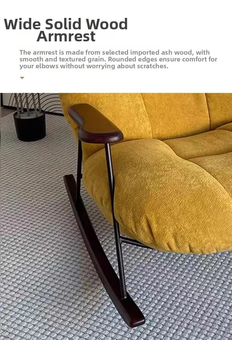 Rocking chair for living room and balcony single-seater sofa chair for small spaces fabric lazy sofa, reclining leisure chair