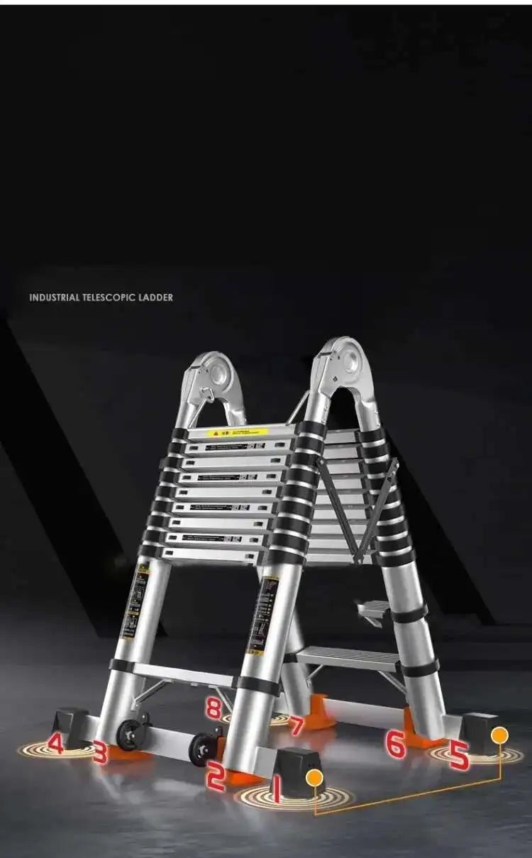 Alloy Telescopic Step Ladder Multi-functional Lifting Engineering Stairs Thickened Herringbone Ladders Folding Stairs