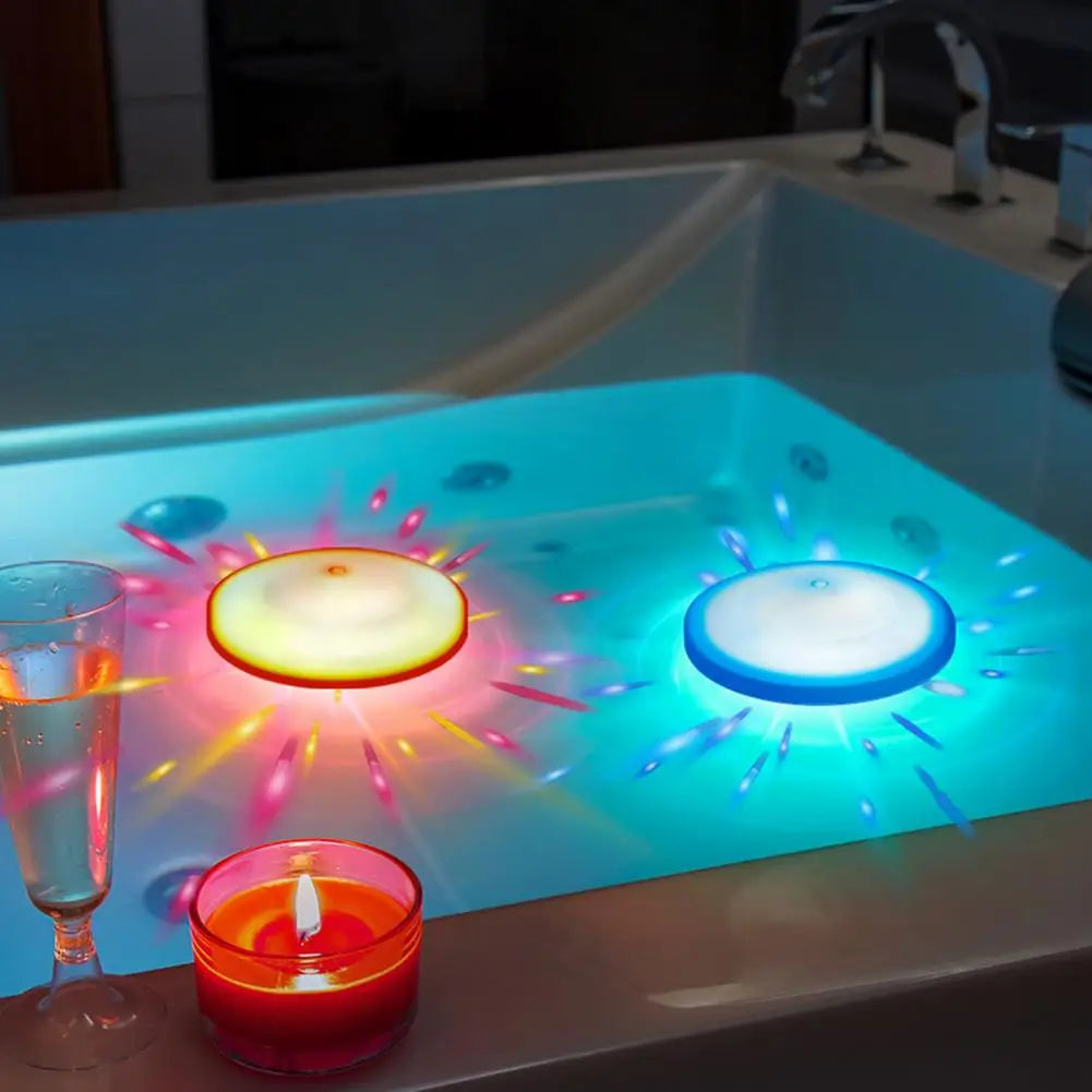2 Pcs Floating Pool Lights IP67 Waterproof RGB Upper And Lower Color Changing Pool Lights 8 Dynamic Lighting Effects Pool Lights