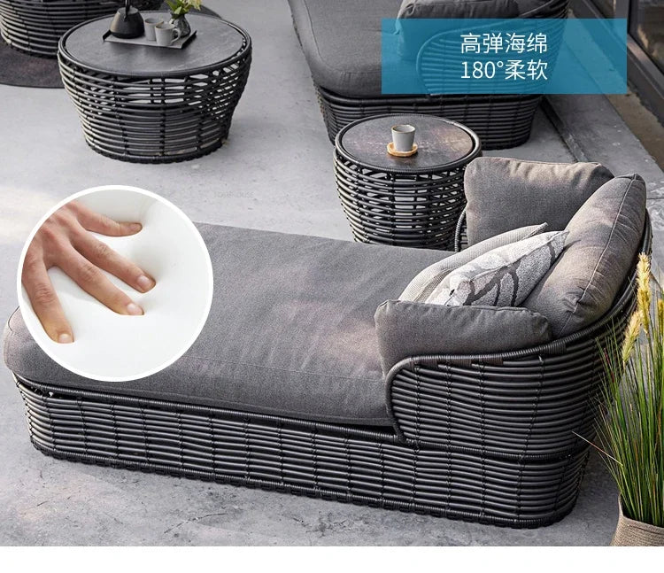 Nordic Hotel Outdoor Rattan Garden Sofas B&B Villa Garden Simple Courtyard Waterproof Sun Protection Lazy Sofa Outdoor Furniture