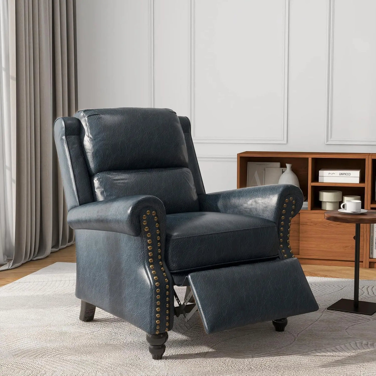 (Local US Inventory)Green Fabric Overstuffed Pushback Recliner Chair for Living Room Comfort Local US Inven