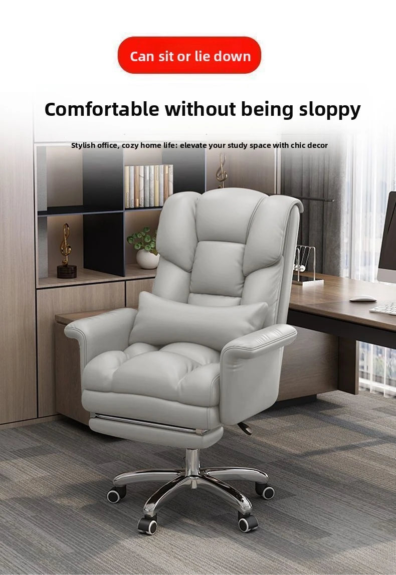 Executive Leather Office Chair Ergonomic Comfort Reclining Desk Chair for Home Workstations Full Backlift Adjustable Furniture