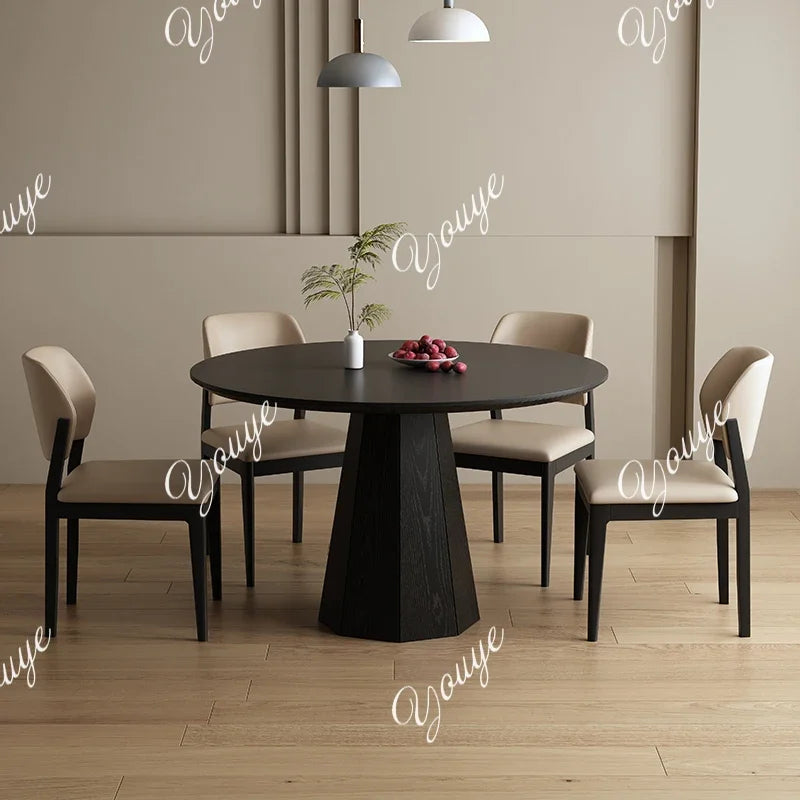 N44 Slate round table home small apartment modern simple dining room dining table solid wood designer high-end feeling