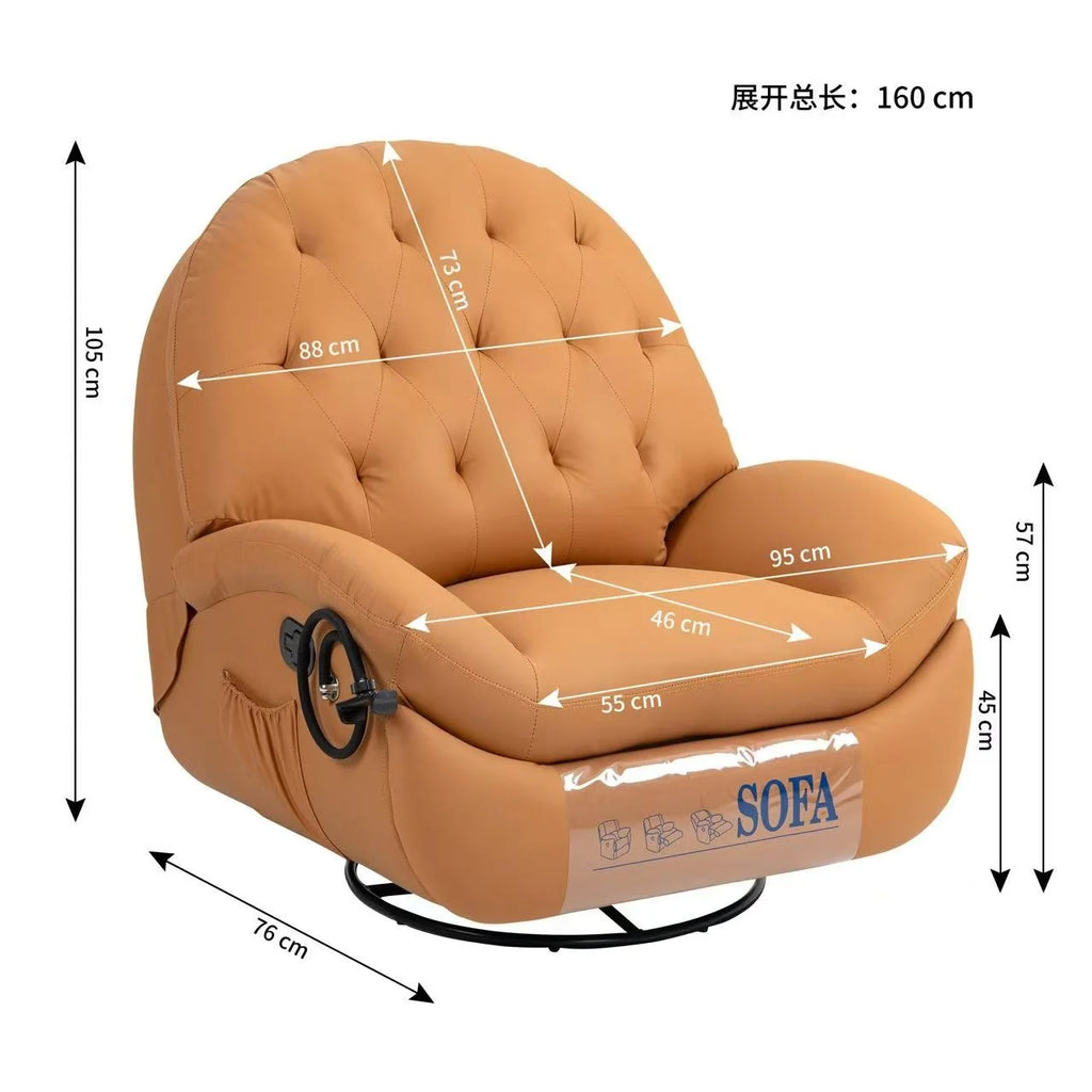 Modern Design Leather Massage Lounge Chair Retractable Frame Living Room Furniture Set Fabric Lounge Chair Sofa