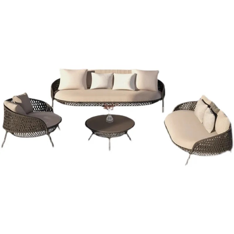Outdoor courtyard sofa hotel B & B open-air balcony rattan chair furniture leisure rattan single sofa coffee table combination