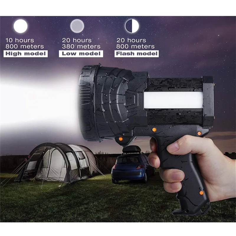 2Z-Rechargeable Spotlight Super Bright Spotlight LED Flashlight Handheld Spotlight 9600Mah Long Lasting Flashlight Searchlight