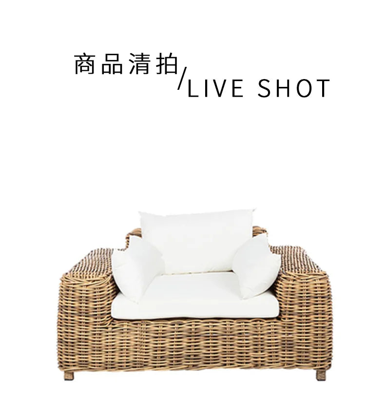 Outdoor rattan sofa combination courtyard terrace leisure waterproof sunscreen balcony rattan chair outdoor villa garden