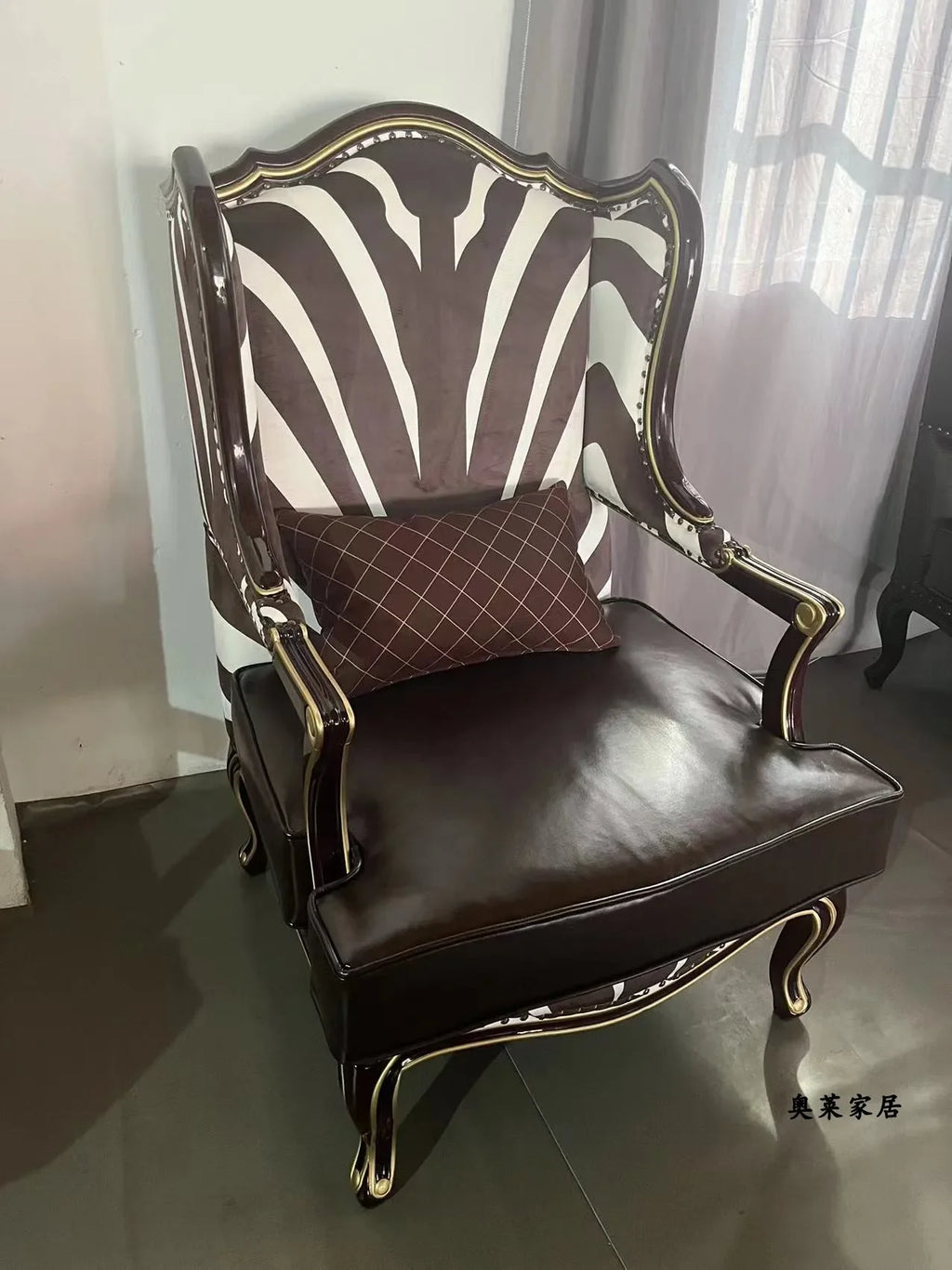 F181 American solid wood living room fabric, chair sofa single sofa European balcony French leisure chair