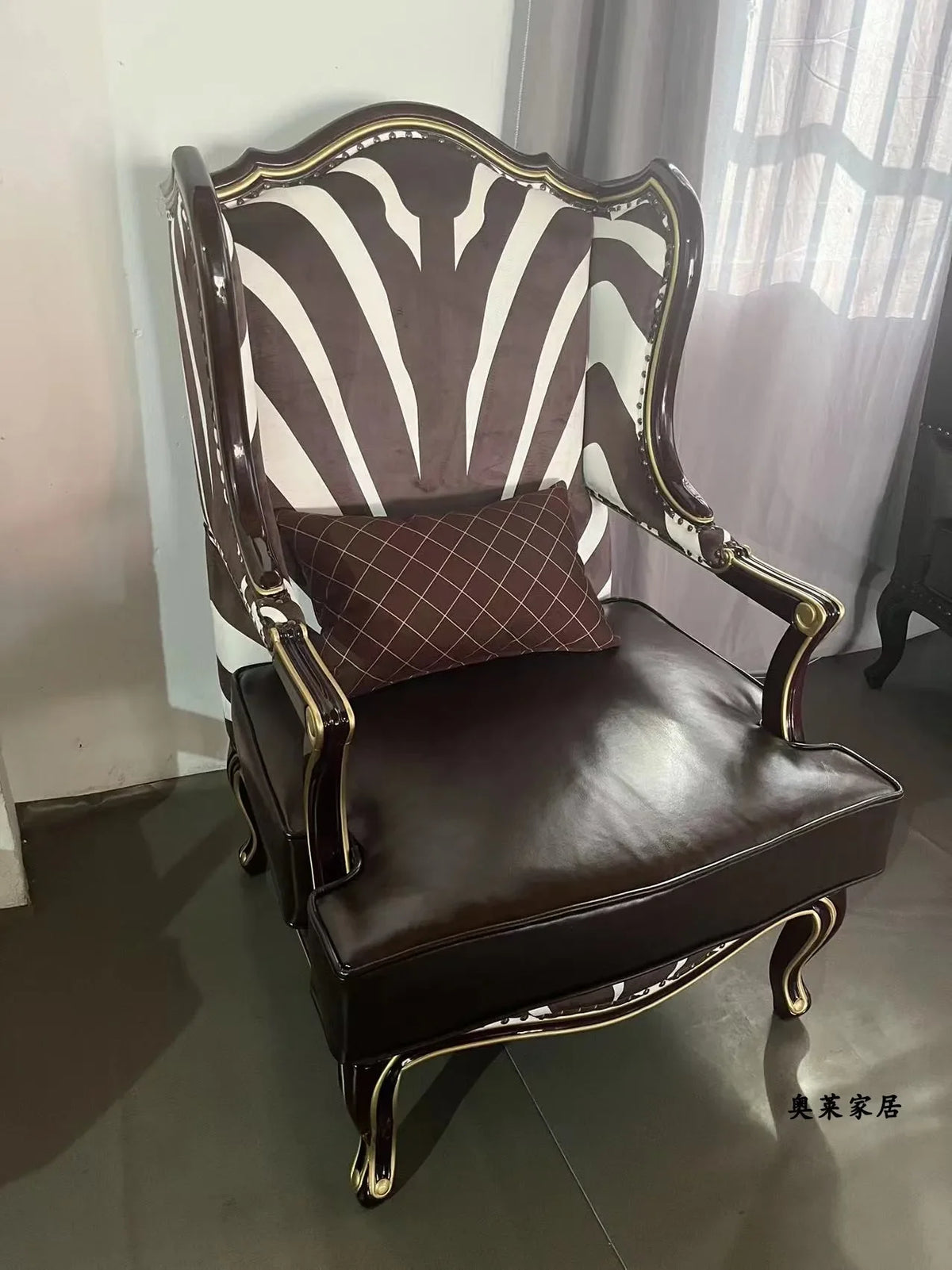 F181 American solid wood living room fabric, chair sofa single sofa European balcony French leisure chair
