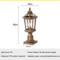 Waterproof Gold Garden Landscape Column Light Outdoor Door Post Porch Light with Glass for Villa Decor