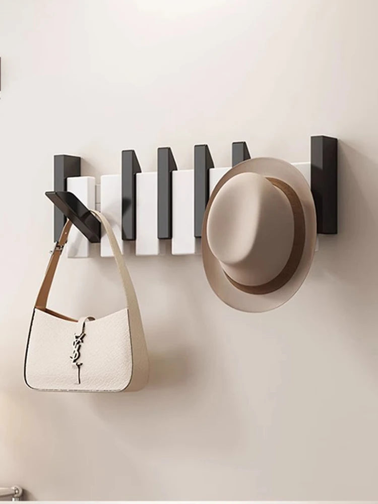 Piano Key Coat Rack Solid Wood Clothing Storage Racks Wall Mounted Clothes Organizer Hanger Entrance Hall Home Furnitures