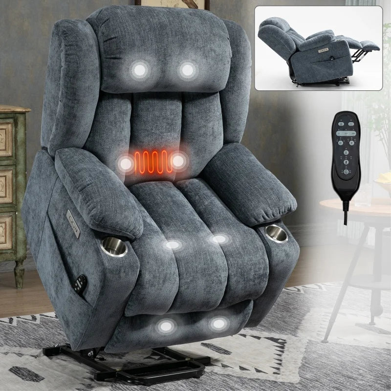 Modern Recliner Office Chair with USB Charging Port Swivel Base Massage Function Adjustable Lumbar Support Ergonomic