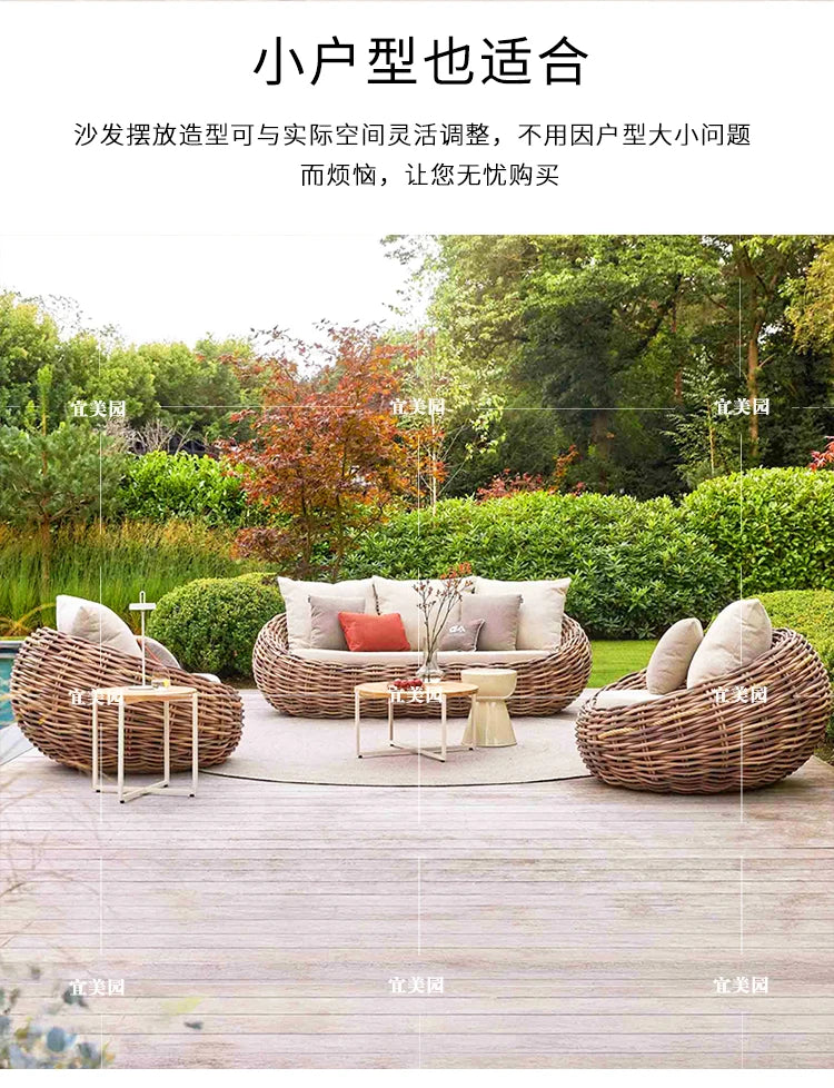 Outdoor Wicker Sofa Set for Courtyard Garden Model Home Outdoor Open-Air Waterproof Sunproof Leisure Furniture Set