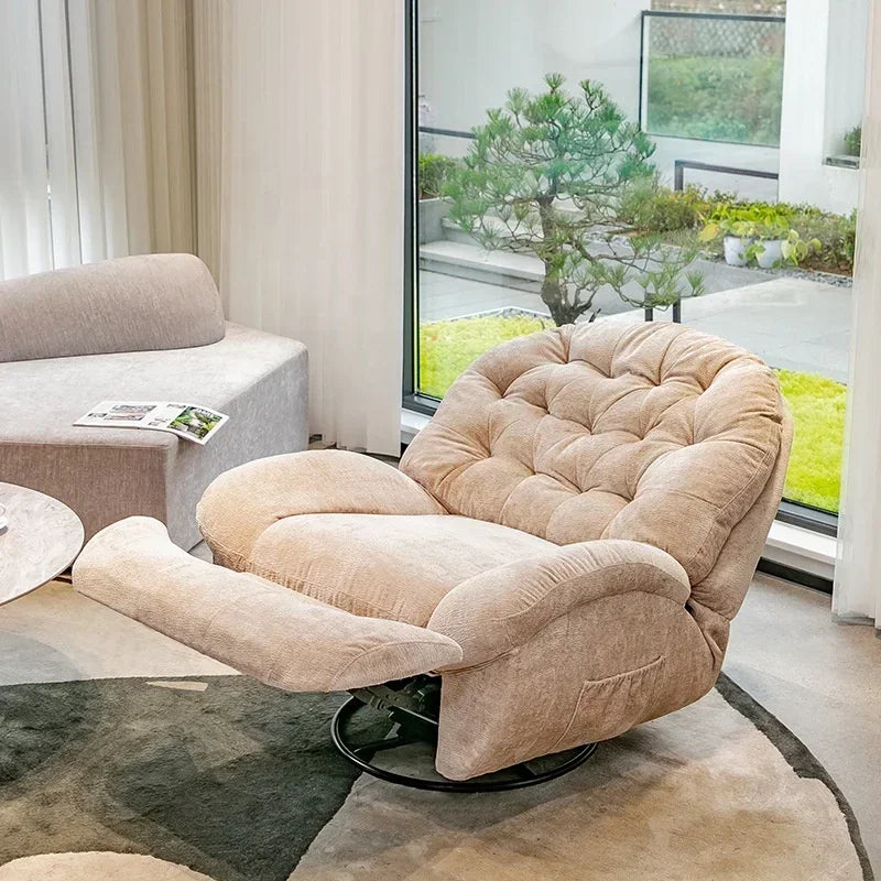 【Best-selling】Functional Retractable Adjustable Chair Back Reclining Velvet Rocking Accent Swivel Microfiber Fabric Living Room