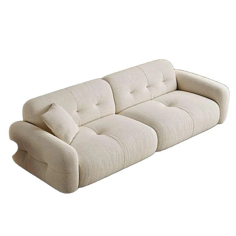 French Cream Style Lamb Wool Cloud Sofa Is A Quiet Wind Small Apartment Modern Simple Living Room Fabric Straight Row Sofa