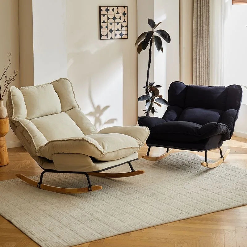 Adjustable Rocking Single Lazy Sofa Recliner Chair, High Comfort Leisure Lounge Sofa Chair for Balcony Bedroom Indoor Reading