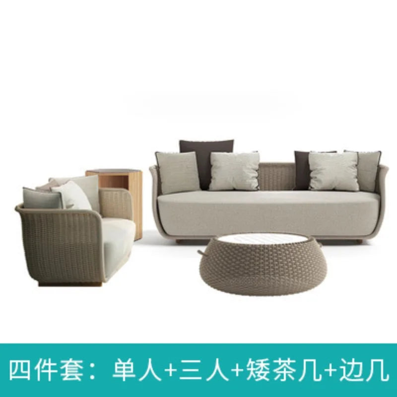 Outdoor rattan sofa, rattan courtyard garden terrace leisure outdoor yard furniture