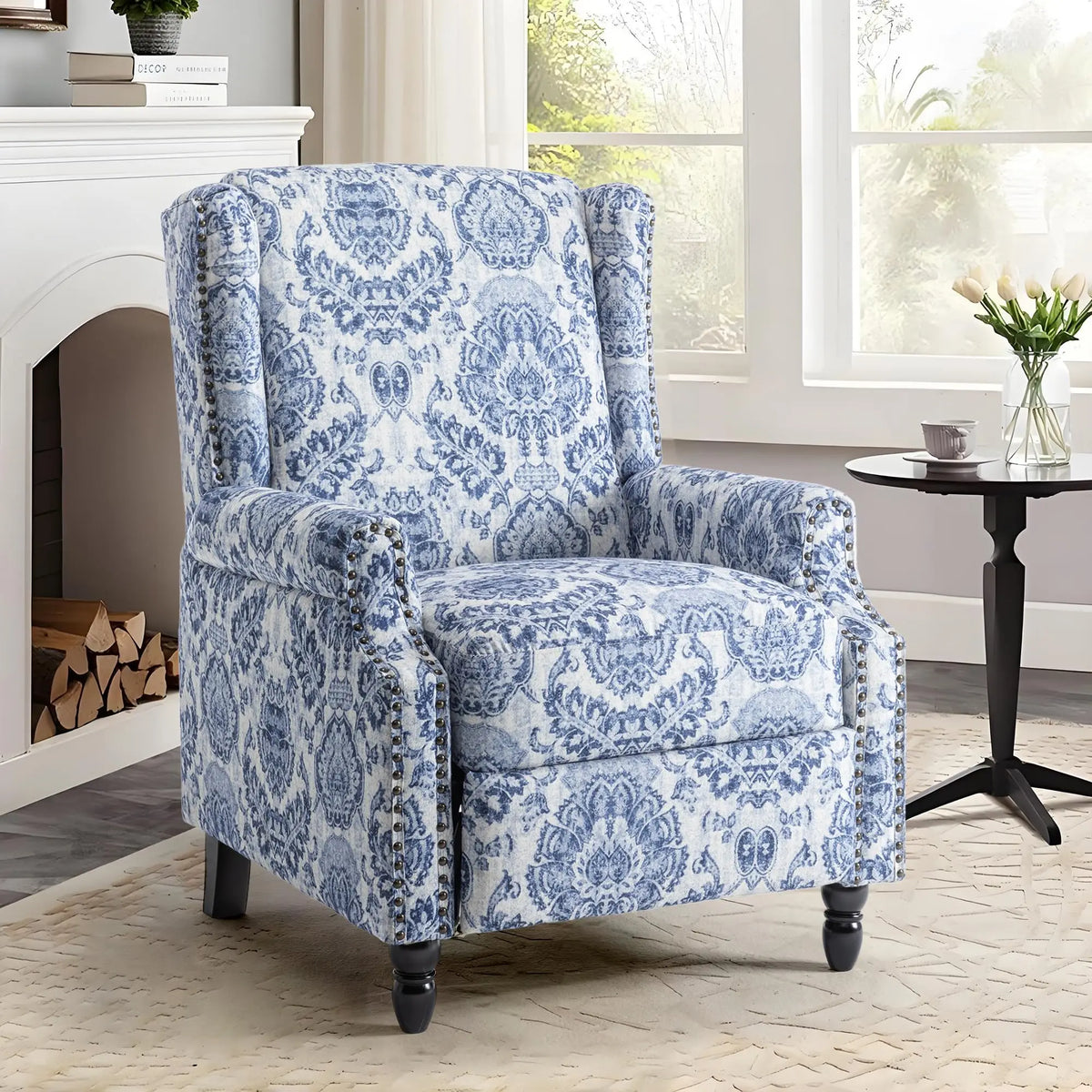 (Local US Inventory)Green Fabric Overstuffed Pushback Recliner Chair for Living Room Comfort Local US Inven