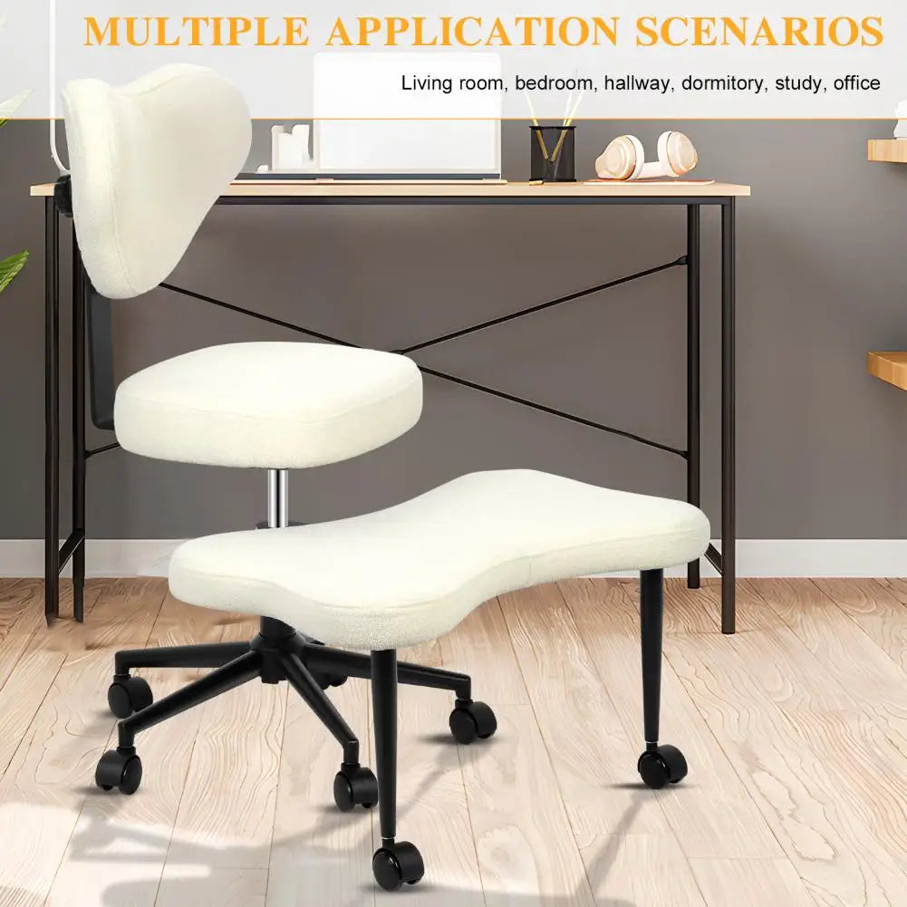 Meditation Yoga Chair with Back Support Cross Legged Office Chair with Wheels Criss Cross Desk Kneeling Chair for Home Yoga
