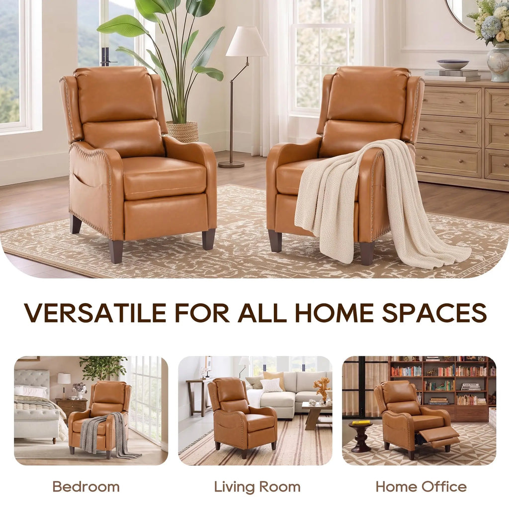 （Local US Inventory）Push Back Recliner Chair Faux Leather Reclining Armchair a with Padded Seat and Lumbar Support