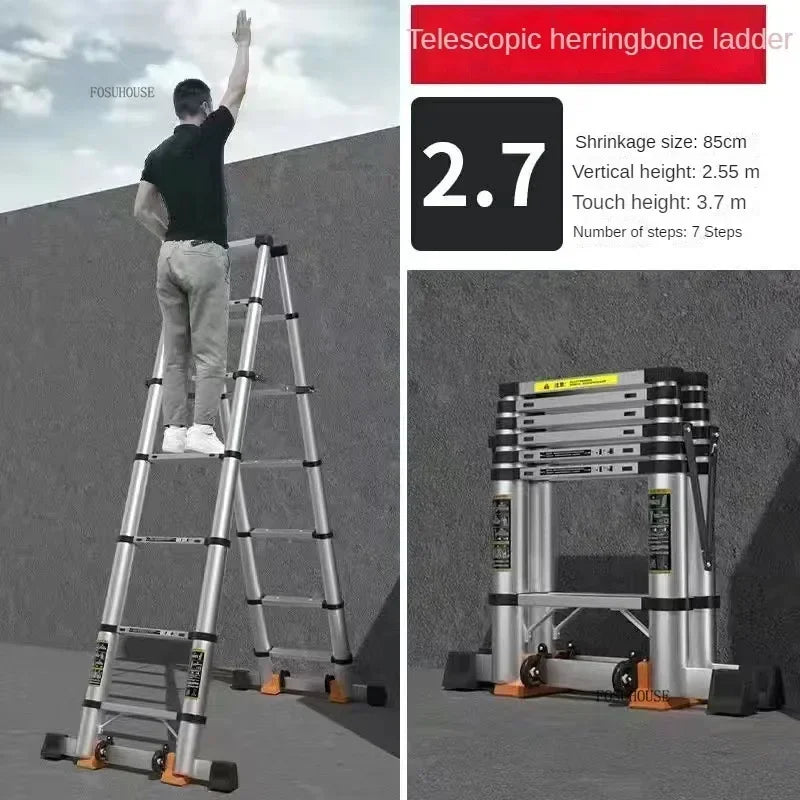 Folding Ladder for Construction Site Metal Telescopic Modern Thickened Ladders Creative Multifunctional Step Ladders for Home G