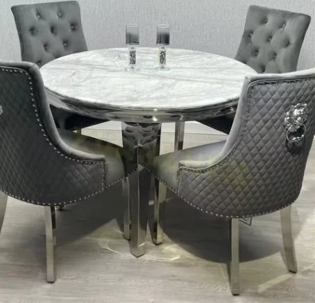 # Furniture Cheap Modern Elegant Dining Table Set 4 Chairs Marble